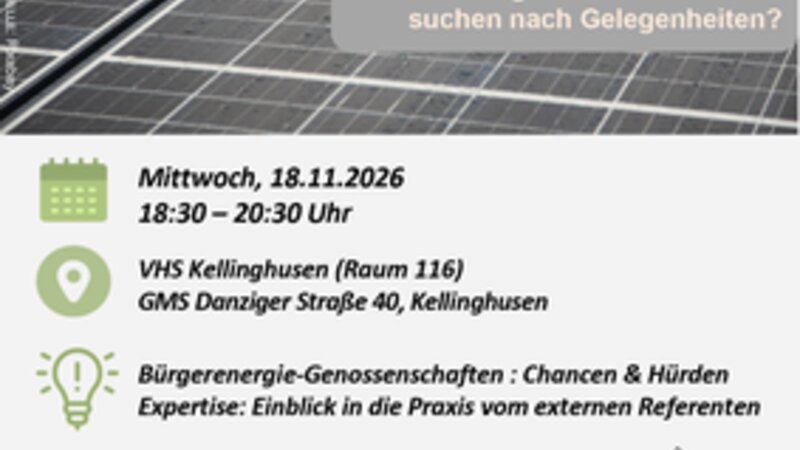 Klimaschutzveranstaltung: Workshop Bürgerenergie an der VHS