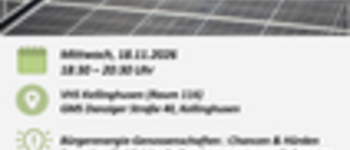 Klimaschutzveranstaltung: Workshop Bürgerenergie an der VHS